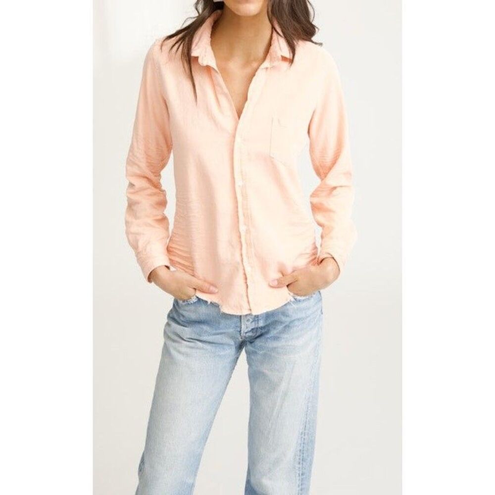 Frank & Eileen Barry Button Up Creamsicle Blouse Size XS Coastal Beachy